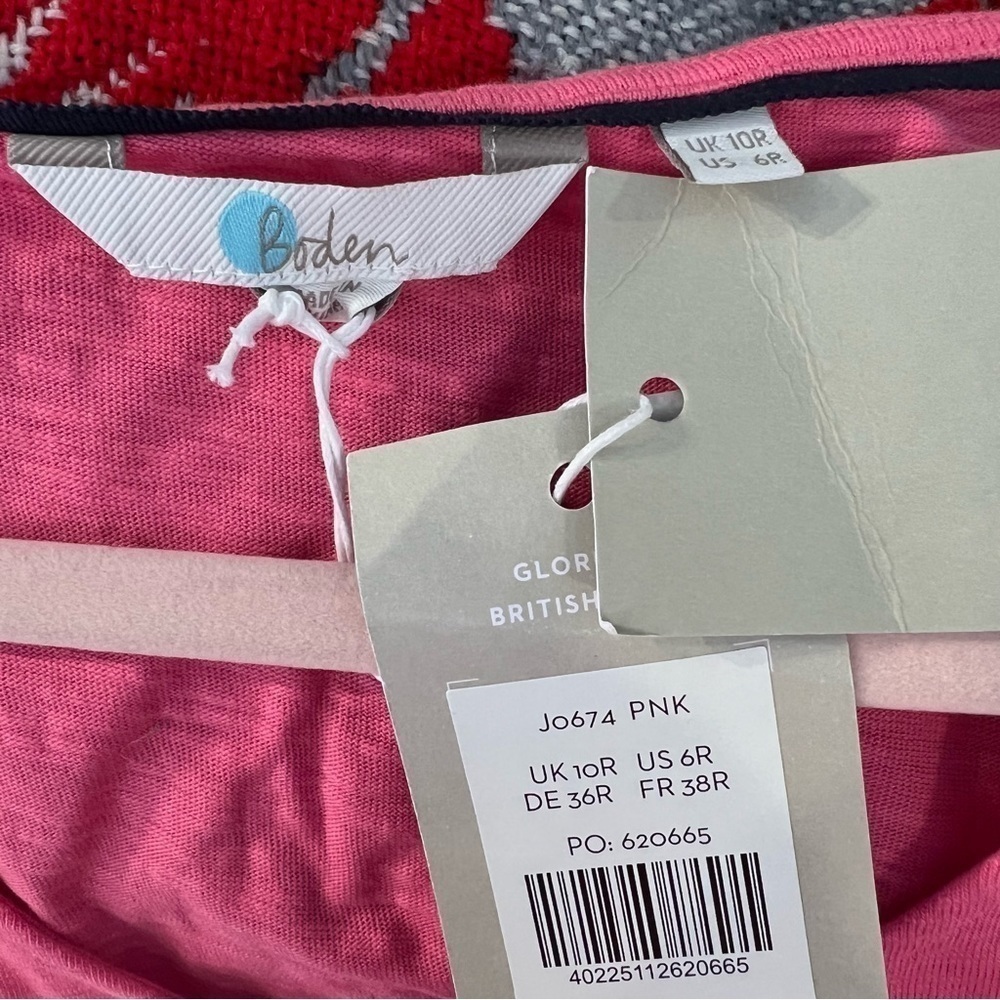 Boden Tanya Embroidered Short Sleeve Jersey Dress Pink Navy Blue - Picture 12 of 13